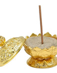 Bruciaincenso Fiore di Loto con simboli Buon Auspicio Tibetani - ORO | Scopri su Clorophilla Shop