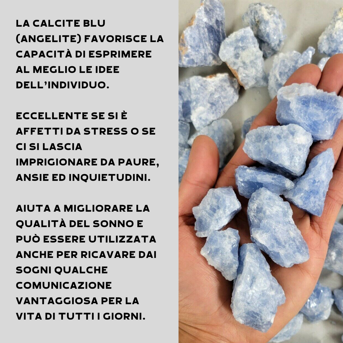 Calcite Blu Grezza Origine Messico - Pietra da 3-6cm | Scopri su Clorophilla Shop
