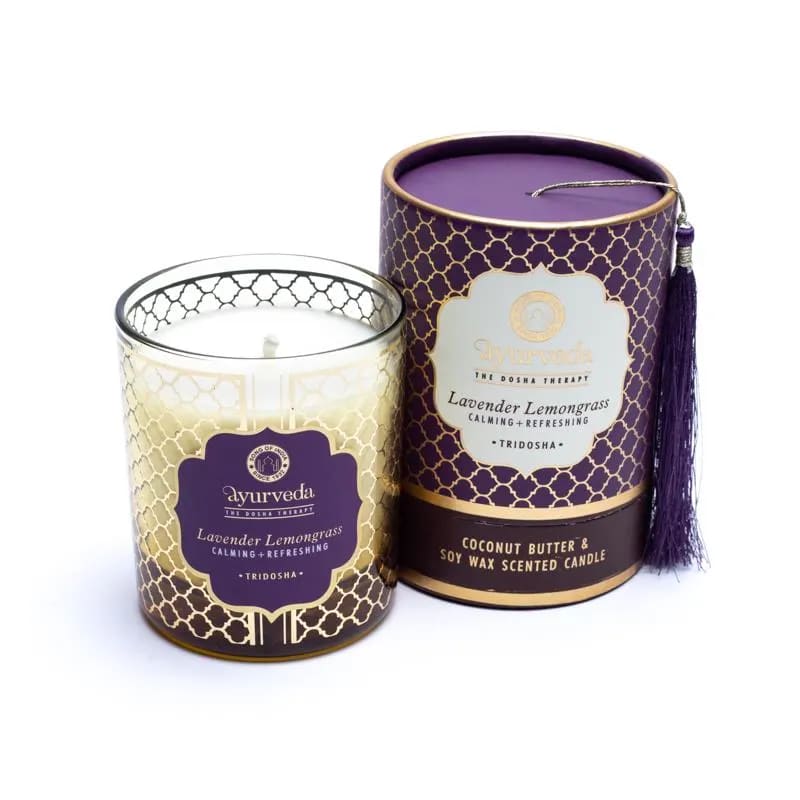 Ayurveda Candela profumata TRIDOSHA Lavender Lemongrass - Fragranza Lavanda e Citronella | Scopri su Clorophilla Shop