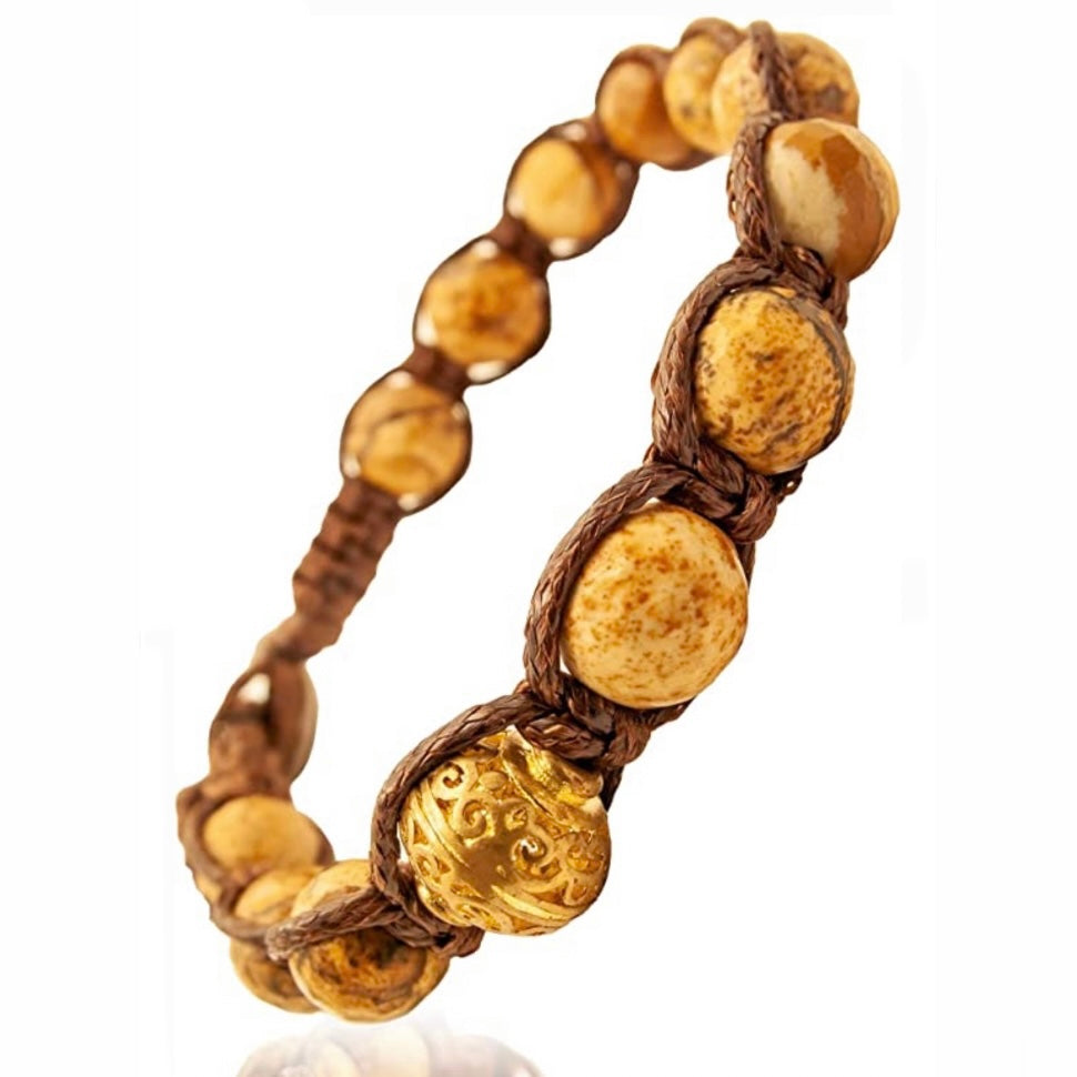 SAMSARA BRACCIALE TIBETANO IN DIASPRO PAESINA - Connessione terrestre, stabilità e radicamento | Scopri su Clorophilla Shop
