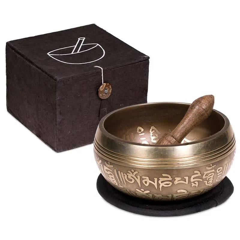 Campana Tibetana Om con Decorazioni in Set Regalo - Batacchio e Cuscino Inclusi | Scopri su Clorophilla Shop
