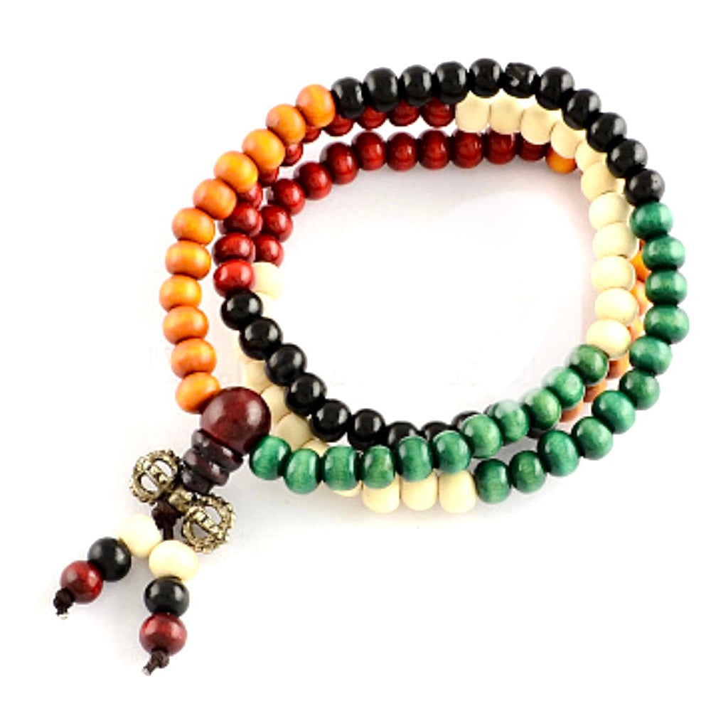 Mala Tibetana In Legno tinto con dorje - Collana Rosario 108 grani | Scopri su Clorophilla Shop