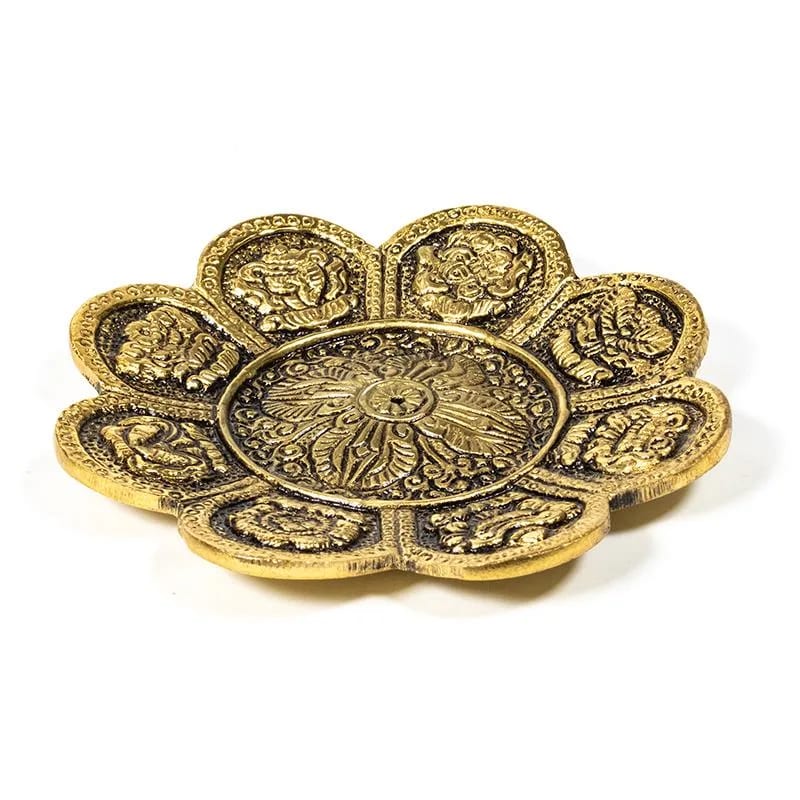 Bruciaincenso Fiore con Simboli Buon Auspicio Buddhisti per Incenso in Bastoncini - Portaincenso Stick 12cm | Scopri su Clorophilla Shop