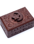 Scatola per Tarocchi in legno Stella e Luna - Intagliata a mano | Scopri su Clorophilla Shop