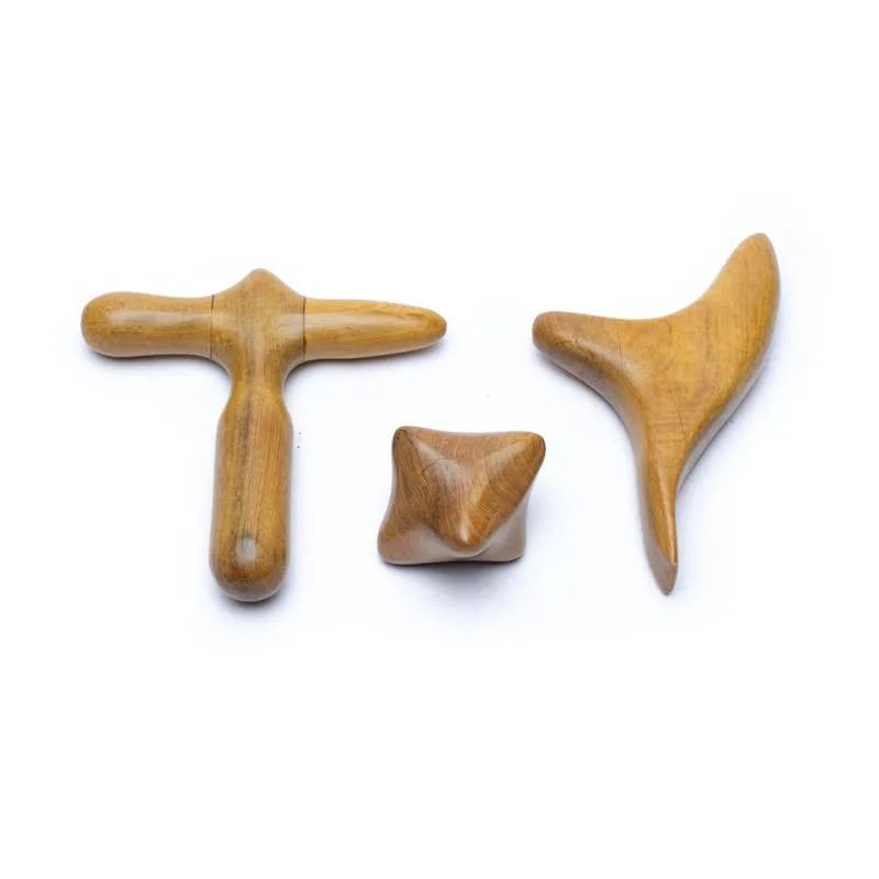 Set Massaggio in Legno di Sandalo per corpo, viso, mani e piedi - sacchetto da 3pz | Scopri su Clorophilla Shop