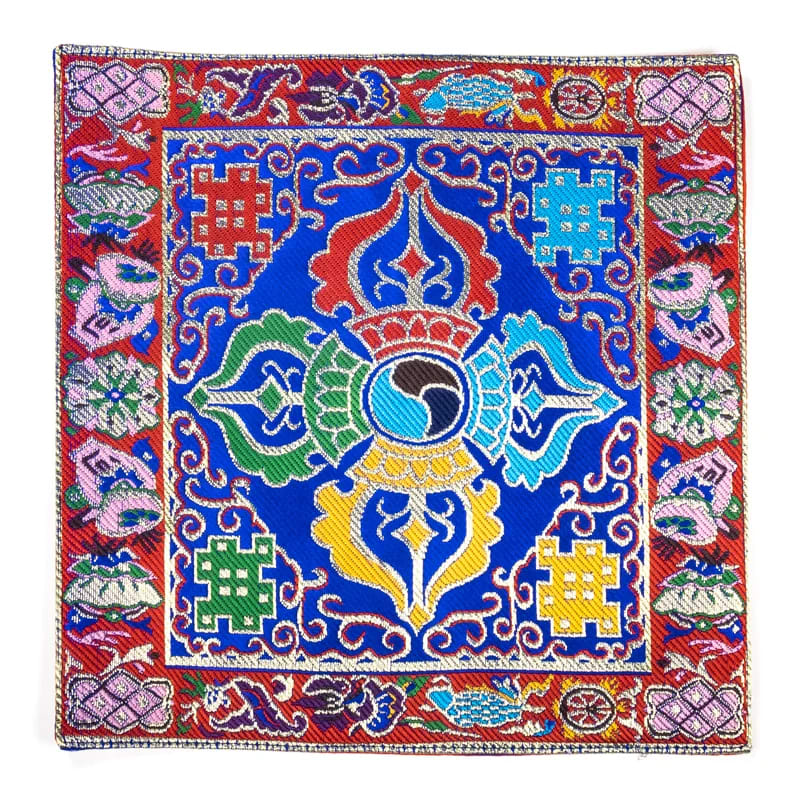 Tappetino Campane Tibetane o Altare con Doppio Dorje in Broccato di Seta | Scopri su Clorophilla Shop