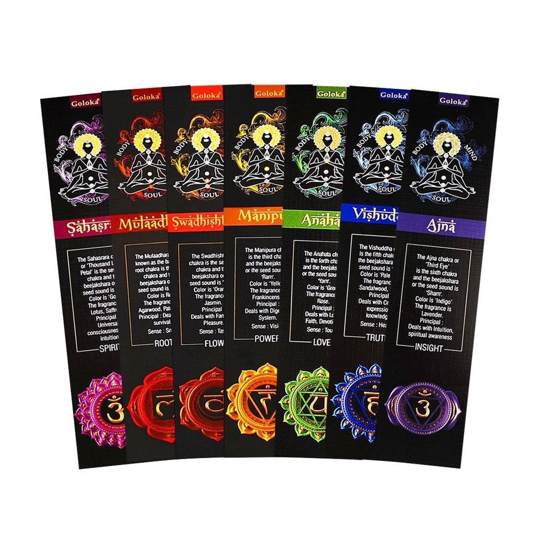 Goloka Collezione 7 Chakra Incenso in bastoncini - Set da 7 | Scopri su Clorophilla Shop